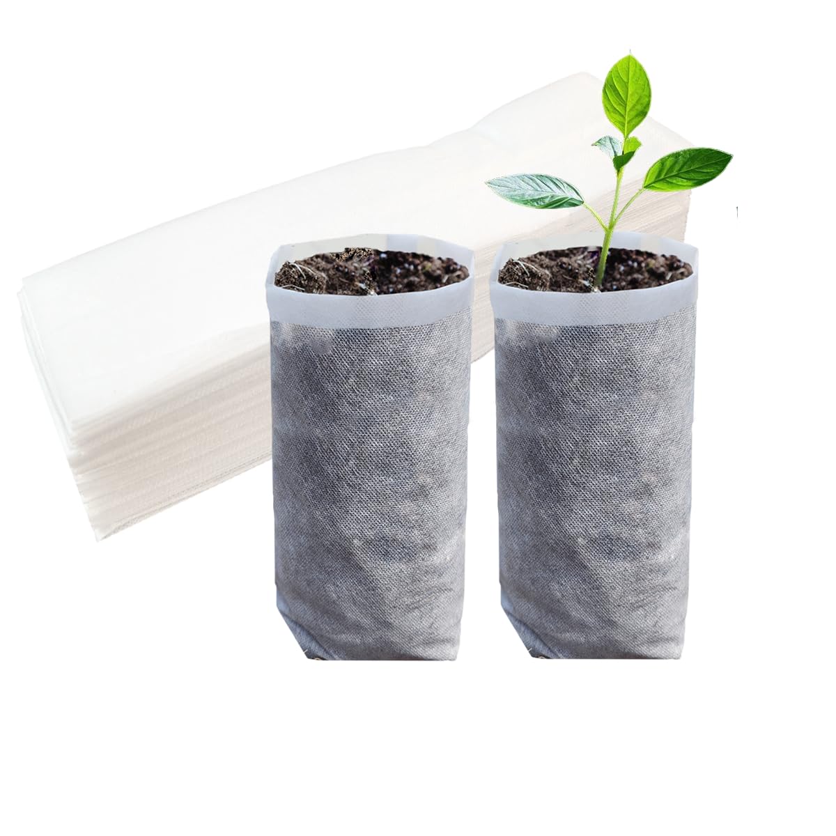 Belit 50 Pcs 10.2" H Deep Nursery Grow Bags, Non-Woven Plants Pots Container for Starting Rooted Plants Vegetable, Flower, Seedling Tree — image 1