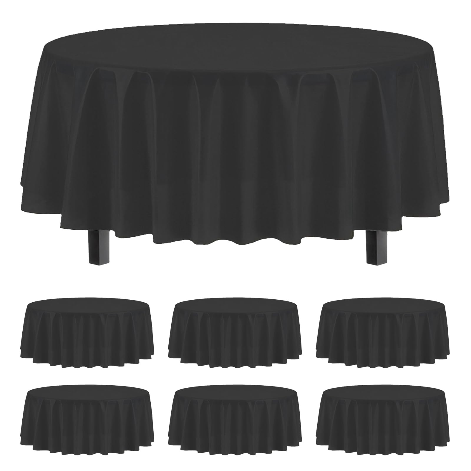 Ldzzuo Round Disposable Table Covers, Black, 6 Packs