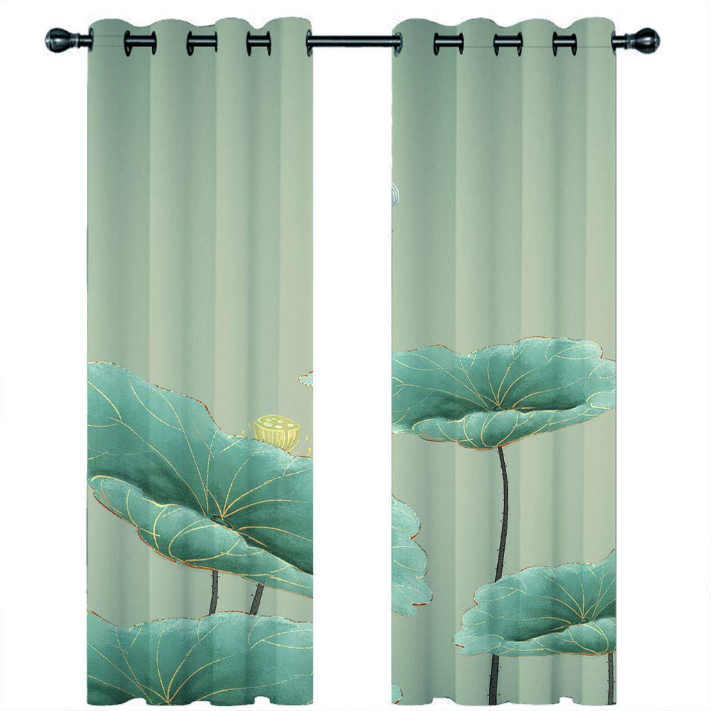 Rideau occultant pour chambre et salon à motif floral 3D marron avec œillets