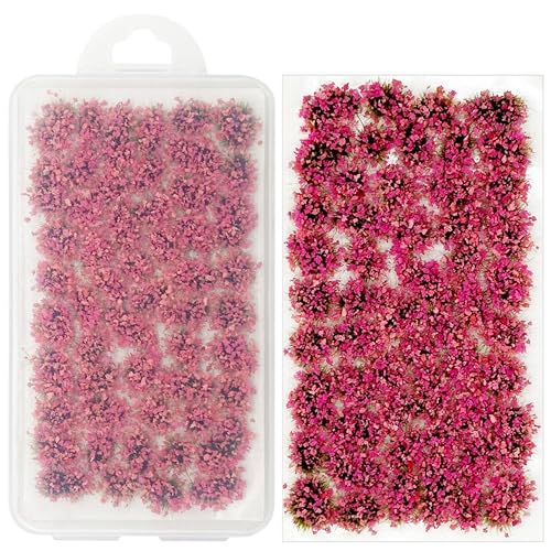 Attuslla Static Flower Tufts Miniature Colorful Flower Cluster for Static Grass Tufts for Model Train Railroad Scenery DIY Miniature, Pink