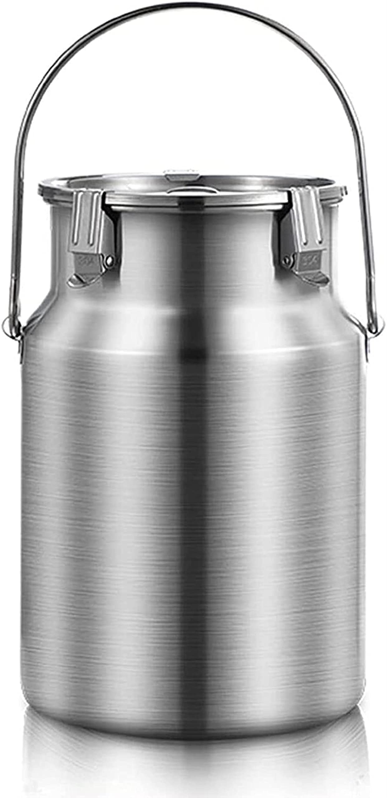 SaryEdge Milk Can 304 Stainless Steel Milk Canister Pail Bucket Tote Jug Milk Transport Barrel with Sealed Lid, Single Handle and 3 Lock Buckle,15L,15L