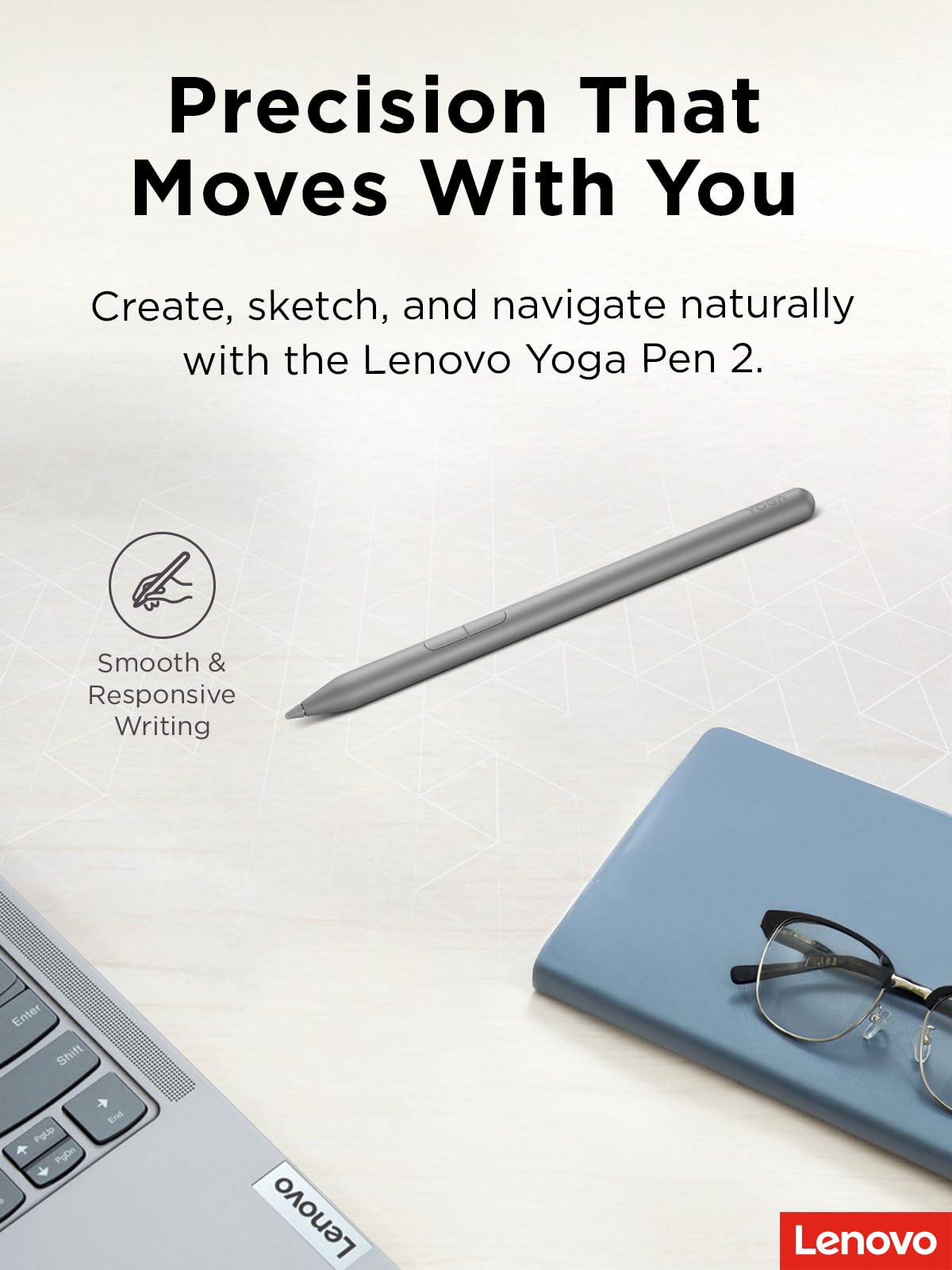 Lenovo Yoga Pen 2 con custodia magnetica, stilo AES 3.0 con livelli di pressione 8192, ricaricabile tramite USB C, rilevamento inclinazione, supporto multiprotocollo per Lenovo Yoga 2 in 1, colore