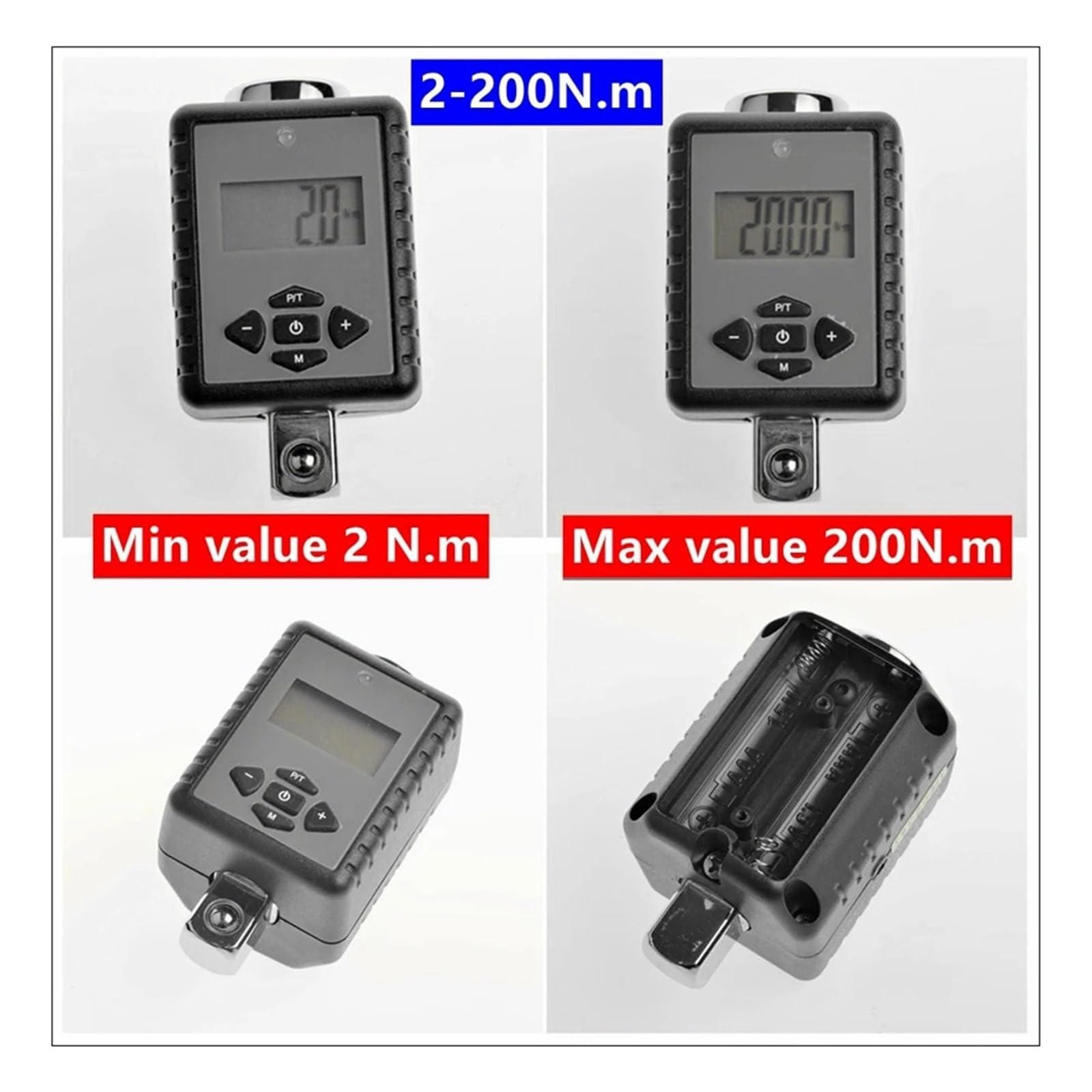 Cyfrowy adapter dynamometryczny cyfrowy klucz dynamometryczny 1/2 cala 2-200 Nm regulowany profesjonalny elektroniczny klucz dynamometryczny naprawa roweru samochodowego (17-340 Nm z