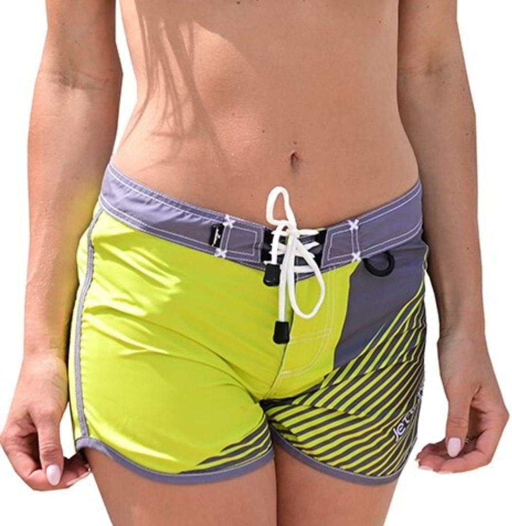 Jettribe Womens Junior Fit Board Shorts | Key Lanyard D-Ring | Quick Dry Swimwear Hyper Series