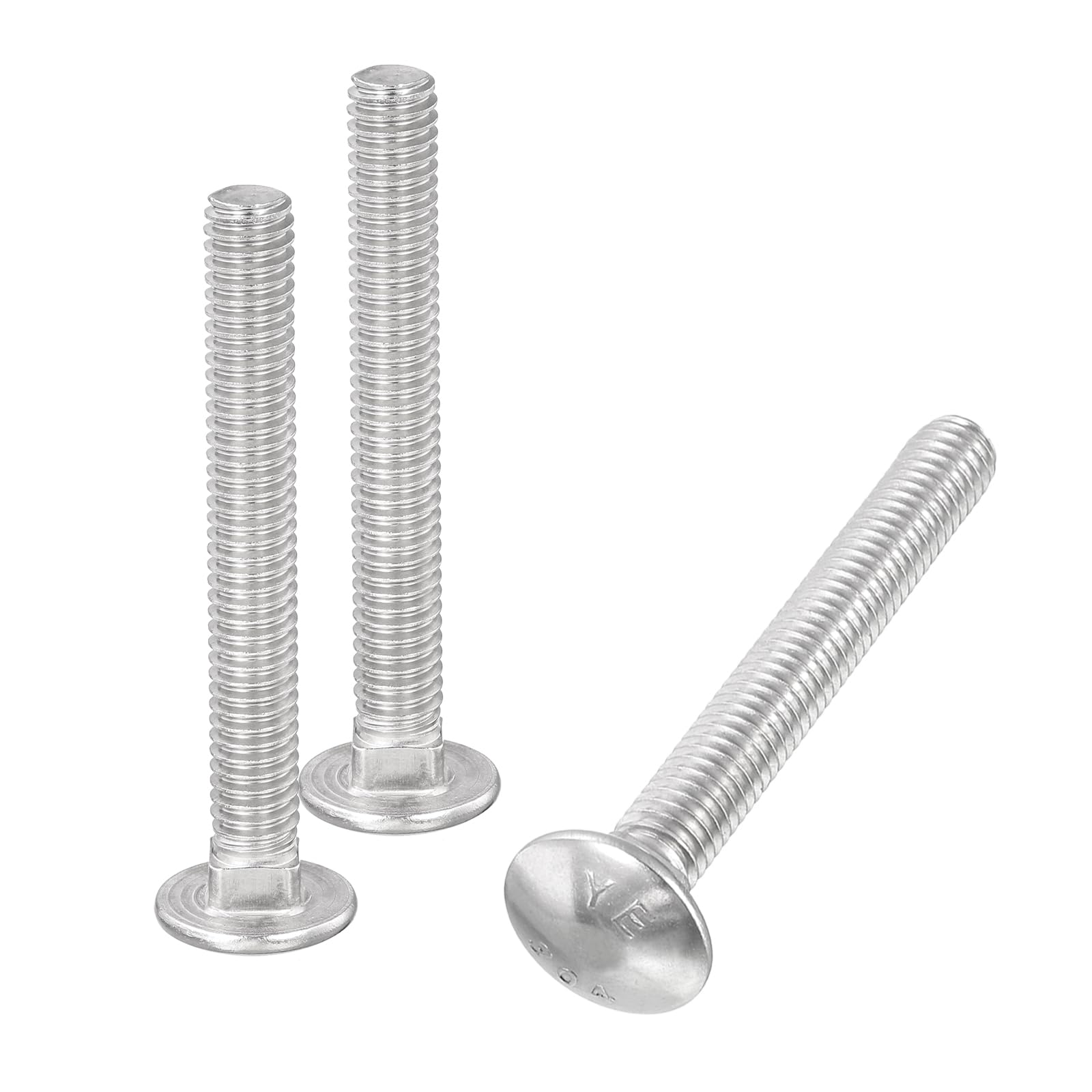 uxcell 5/16-18x2-1/2 Carriage Bolt, 50pcs Round Head Square Neck Screws, 304 Stainless Steel, Fully Threaded, Silver