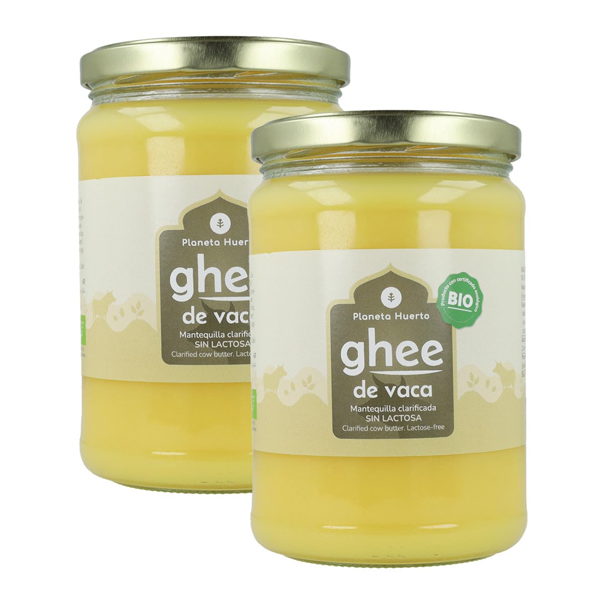 PLANETA HUERTO | Pack 2x Ghee Mantequilla Clarificada Ecológica 500g, 100% Mantequilla de Leche de Vaca ECO - Ghee Mantequilla Libre de Lactosa y Gluten, Rico en Vitaminas y Ácidos Grasos