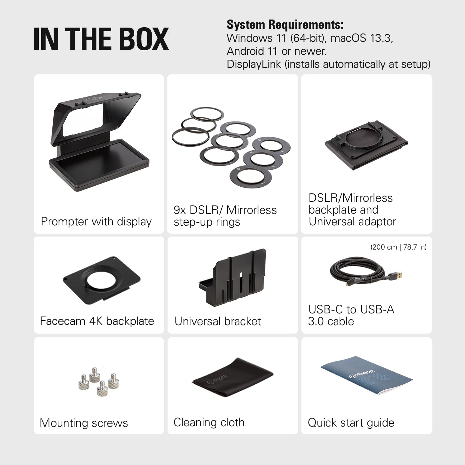 Elgato – Teleprompter with Built-in Screen for YouTube, Twitch, Zoom and More, 1080 pixels, Supports DSLR/Webcam/Smartphone, Drag & Drop Monitor Display, Works with Mac/PC & Stream Deck: Prompter