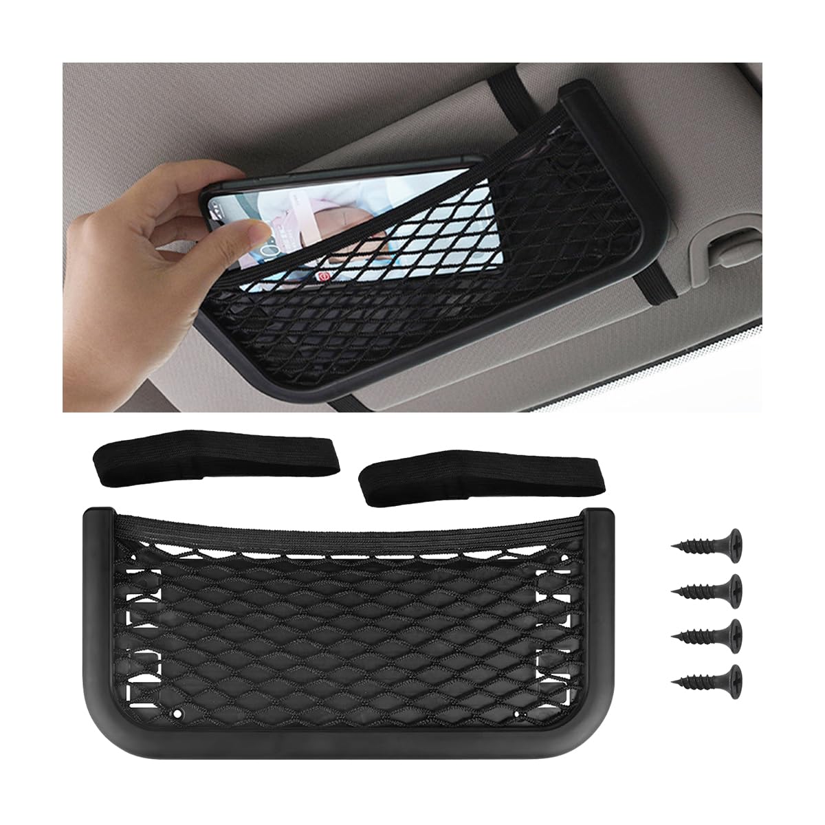 CGEAMDY Car Storage Net Bag, Car Storage Organiser Bag Net, Universal Self-Adhesive Car Net Elastic Band, Car Storage Stretch Mesh, Car Storage Organiser Bag Net