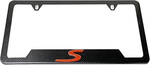 Marco de matrícula de automóvil con emblema deportivo 3D S de fibra de carbono compatible con Mini Audi Porsche (1)