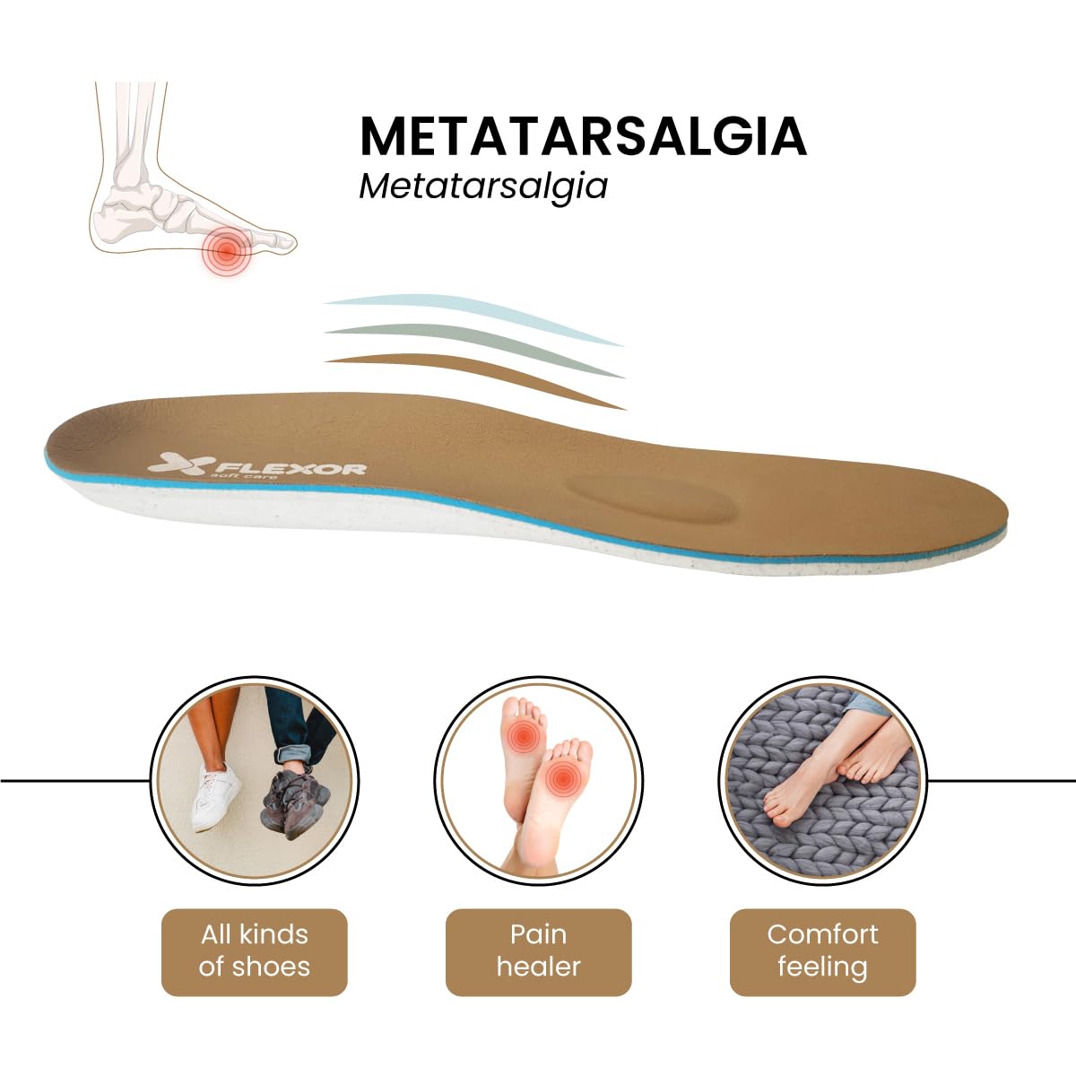 FLEXOR | Szablony do śródstopia | ulga w bólu, komfort, komfort | Latex ECO, Punkt absorpcji uderzenia, wyładowanie śródstopia | unisex - 39/40