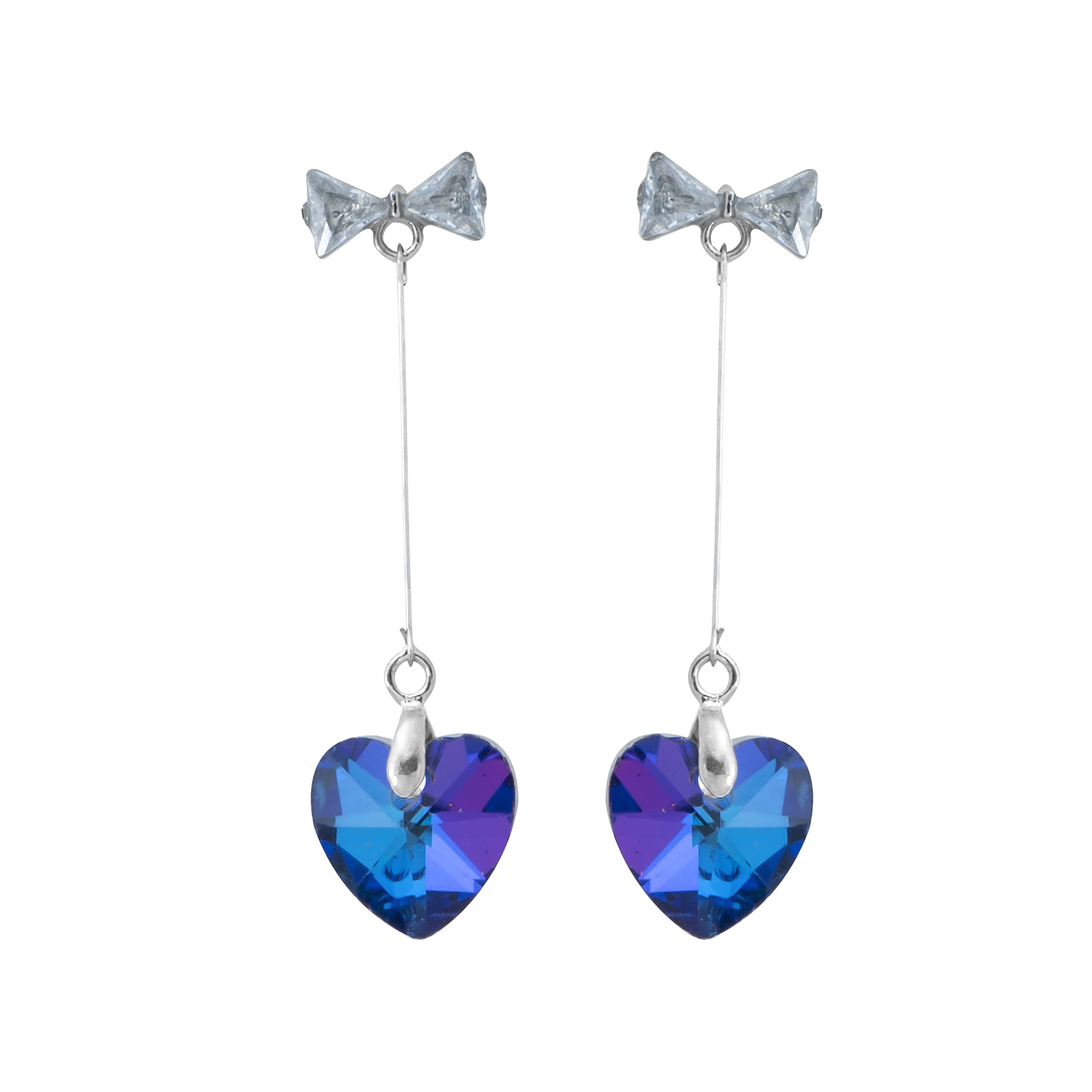 Yellow Chimes Earrings for Women and Girls Crystal Danglers | Silver Tone Bow Heart Designed Dangler Earrings | Birthday Gift for girls and women Anniversary Gift for Wife (B0C2Z43V4W) Amazon Price History, Amazon Price Tracker