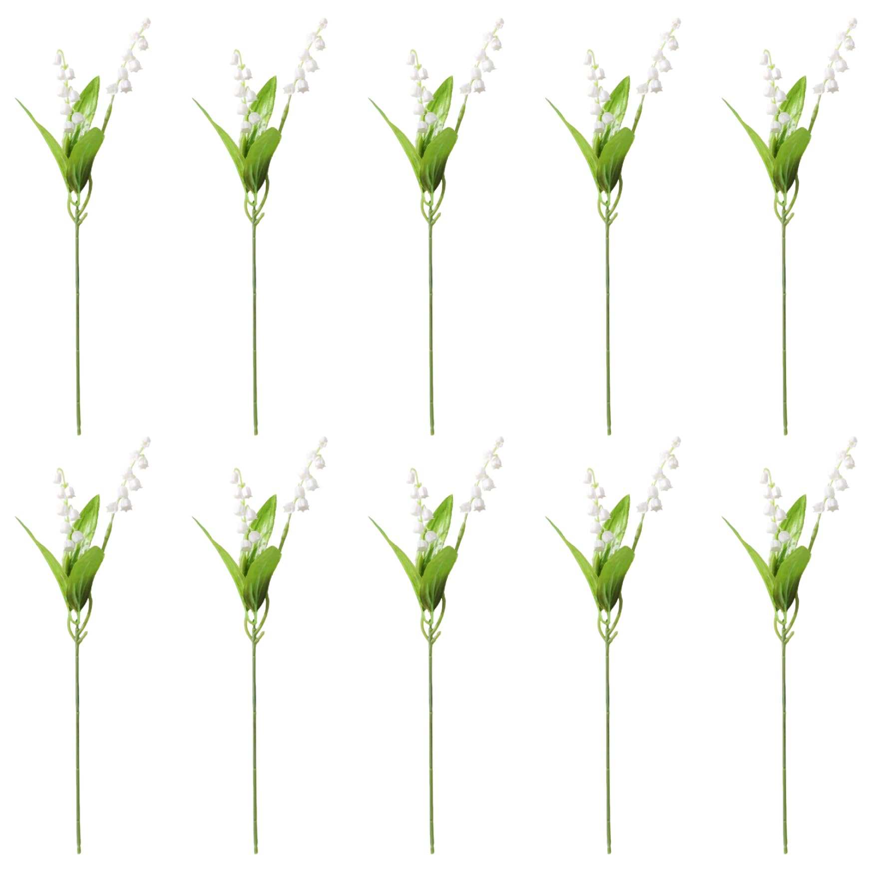 CNAFGBGG 10Pcs Artificial Lily of The Valley, 14 Inch White Faux Flowers Bell Orchid Wedding Bouquet May Flower for Home Wedding Party Garden.