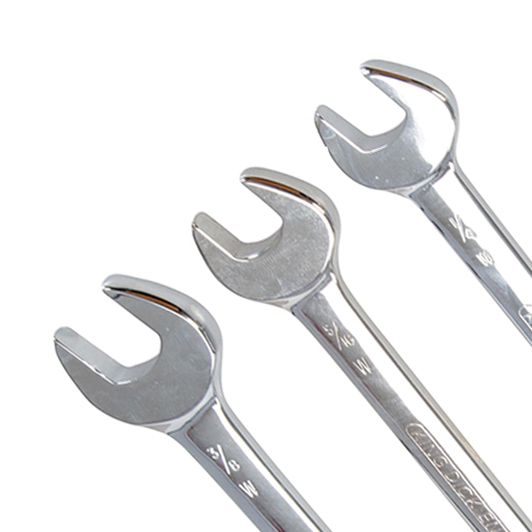 Dapetz® King Dick Whitworth zestaw kluczy płasko-oczkowych 5 szt. 1/8" - 3/8" w zestawie ze stalą chromowo-wanadową, hartowany, hartowany, matowy chromowany i dostarczany z plastikowym portfelem.