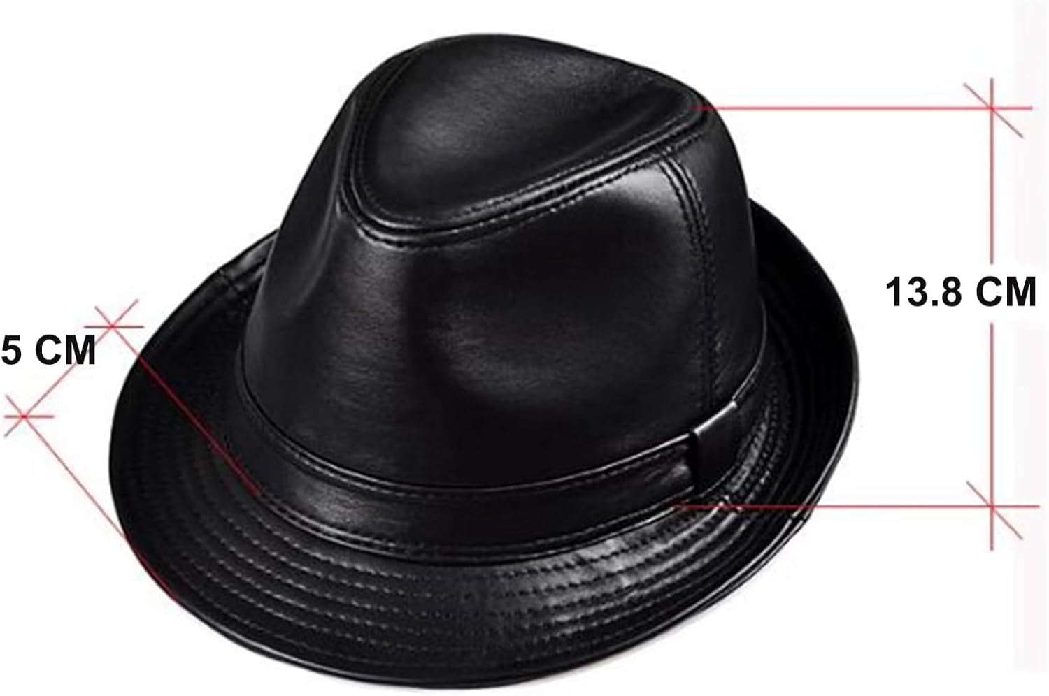 Mens Leather Trilby Cap Hats Jazz Cap Party Hat Autumn Winter Hat (C-4XL