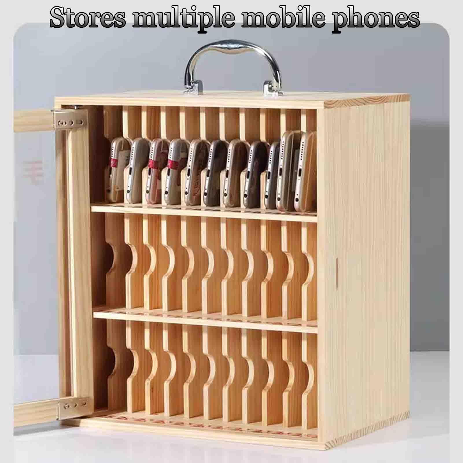 Mobiletto Portatile per cellulari - Scatola con Serratura da 36-60 Scomparti con Maniglia per Aula, Ufficio ed esami - Organizzatore Sicuro per cellulari (-A, 48 Scomparti)