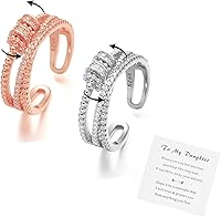 Vista 10 de Para Mi Hija - Anillo Fidget Anillo de Meditación para Ansiedad para Mujeres Anillo con Cuentas Spinner Anillo Giratorio Ajustable Joyería Fidget