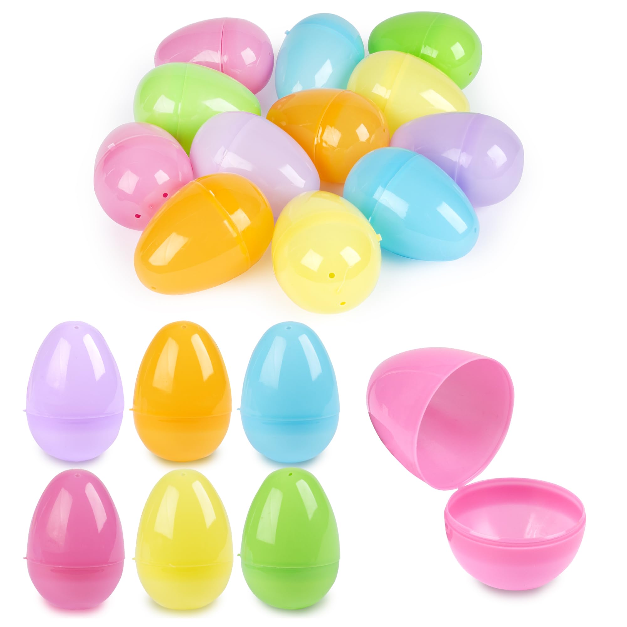 abeec 12 Easter Fillable Plastic Eggs | Pastel-Coloured Refillable Eggs for Kids | Ideal for Easter Egg Hunt Games, Parties, and Crafts | Hollow Plastic Eggs for Surprises and Decorations