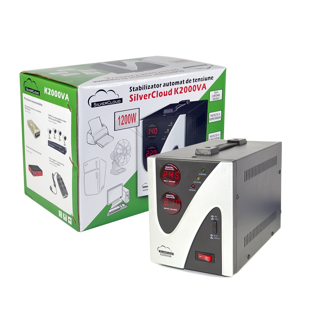 Estabilizador de tensión SilverCloud 2000 VA, Estabilizador de Voltaje 1200W