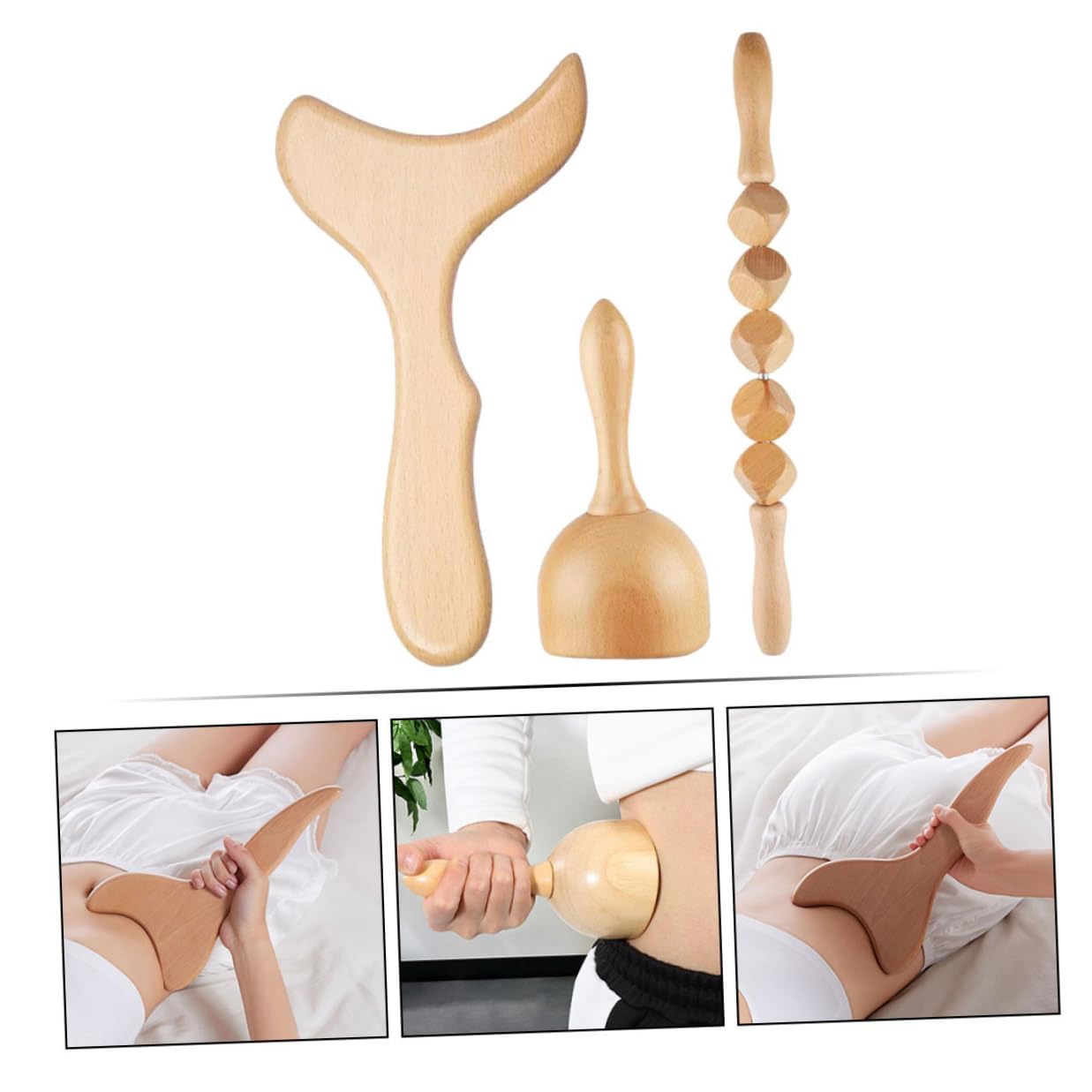 Abaodam Massaggiatore Per Corpo in Legno 11.8" Bastone Manuale Per Massaggio Muscolare e Anticellulite Uso Domestico Per Relax e Sollievo Da Tensione