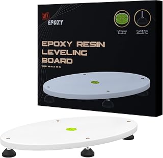 Epoxy Resin Leveling Board, Leveling Table for Epoxy Resin Arts & Crafts – ¾ Thick HDPE Non-Sticky Surface for Art Epoxy Resin Projects, Height & Angular Adjustable Leveling Feet & Precise Spirit Level (18x12 Inches)