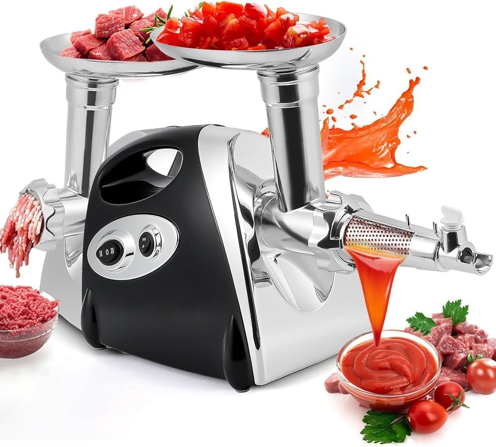Tritacarne Elettrico, passapomodoro, insaccatrice, Macchina per Salsa di Pomodoro, tritacarne, 3 in 1, tritacarne, insaccatrice e Kit per, per Uso Domestico in Cucina of