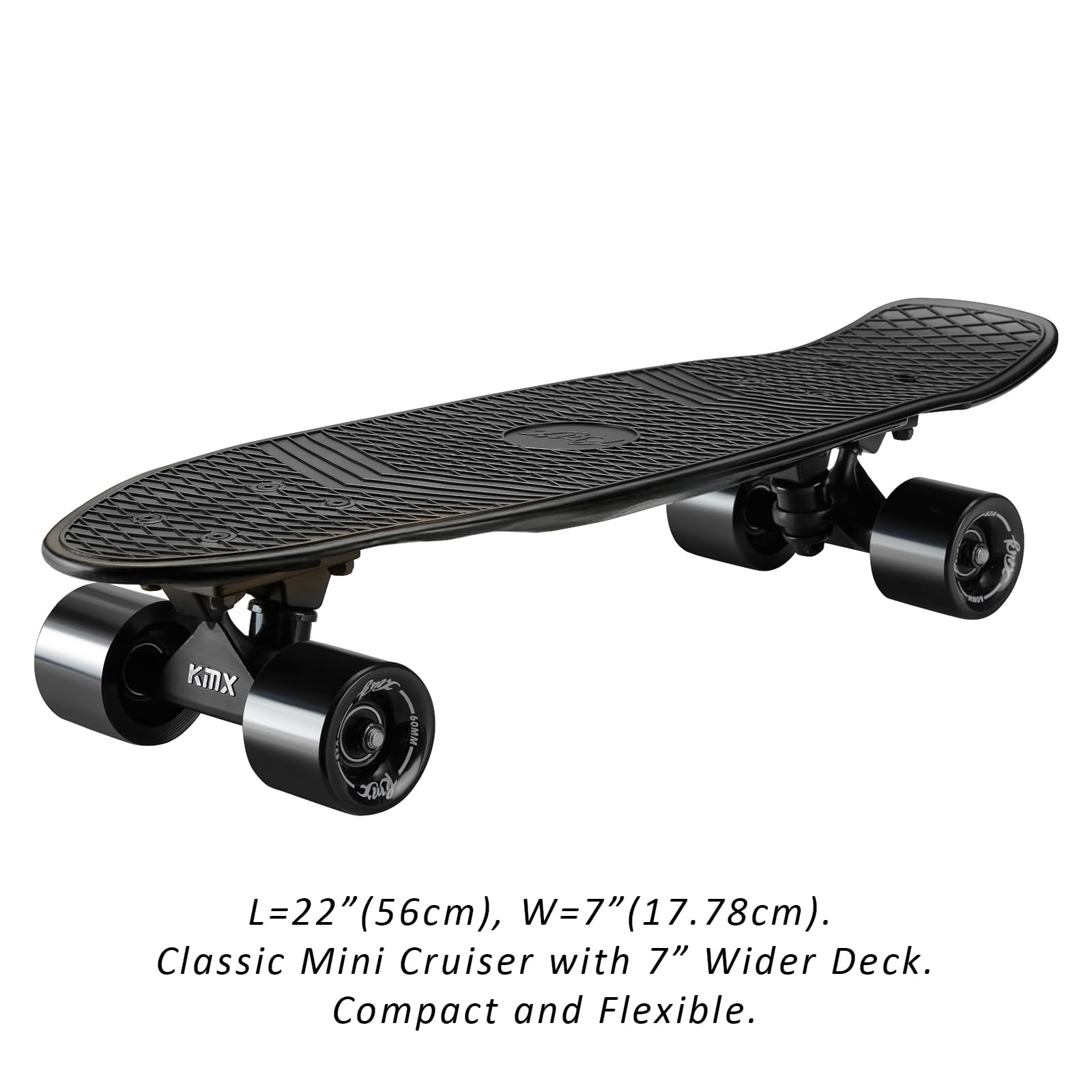 KMX Skateboard Mini Cruiser 22x7 Pouces Pro pour Enfants,Adultes | Format Compact pour Garçons,Filles,Enfants,Étudiants,Adultes.Roulements Lisse,Roues PU,Trucks Aluminium