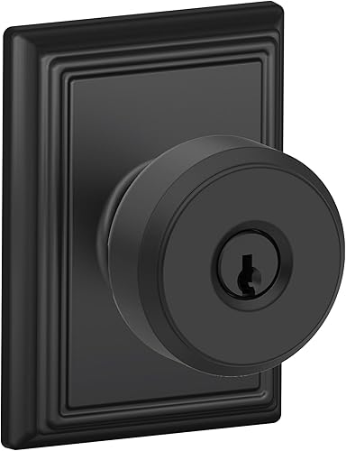 Schlage f51a-bwe-add Bowery de entrada con llave knobset con Addison Rose decorativos