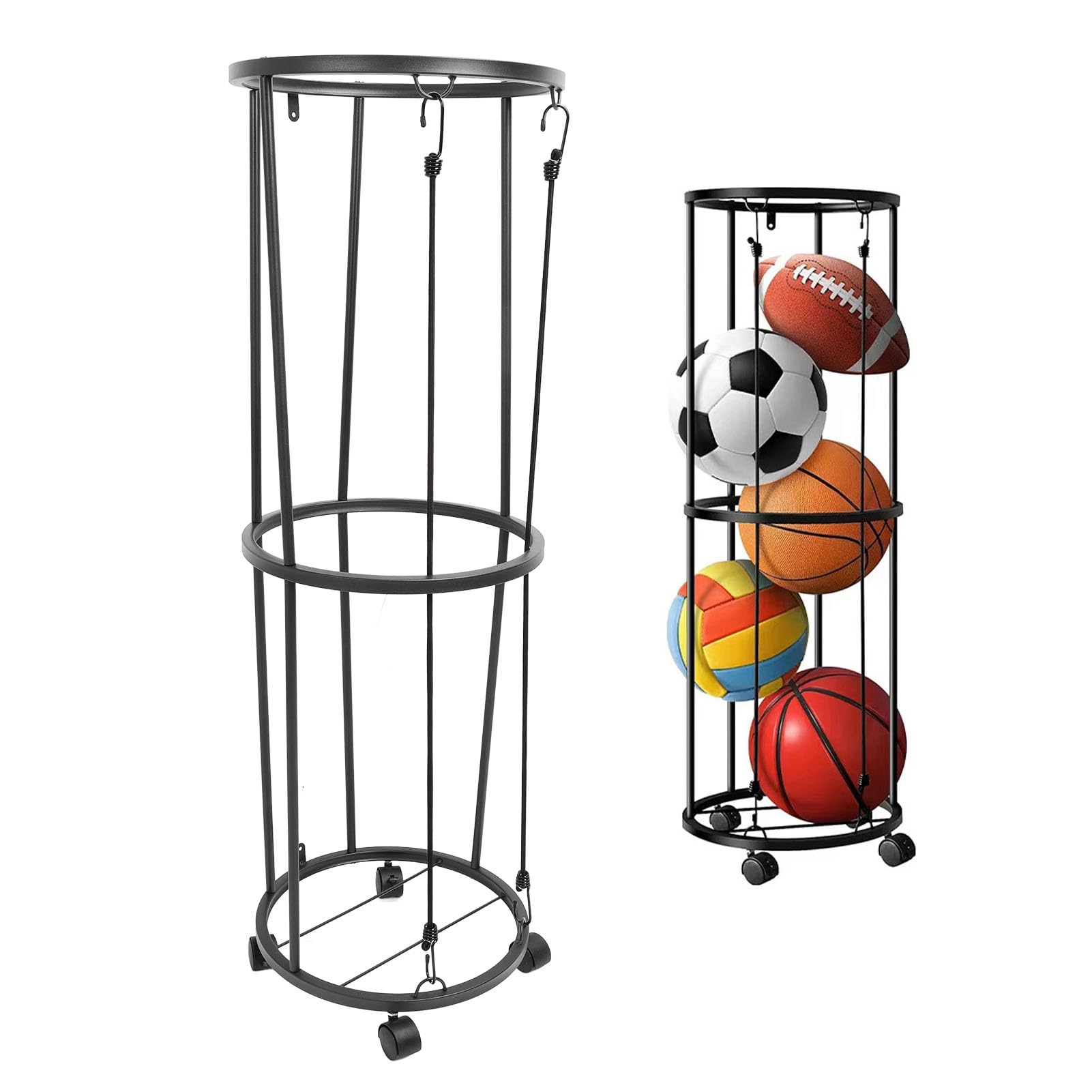 40,2 X 13,0 X 13,0 Zoll Ball-Aufbewahrungsregal, Rollendes, Abschließbares Ball-Organizer aus Metall für Basketball, Fußball, Volleyball