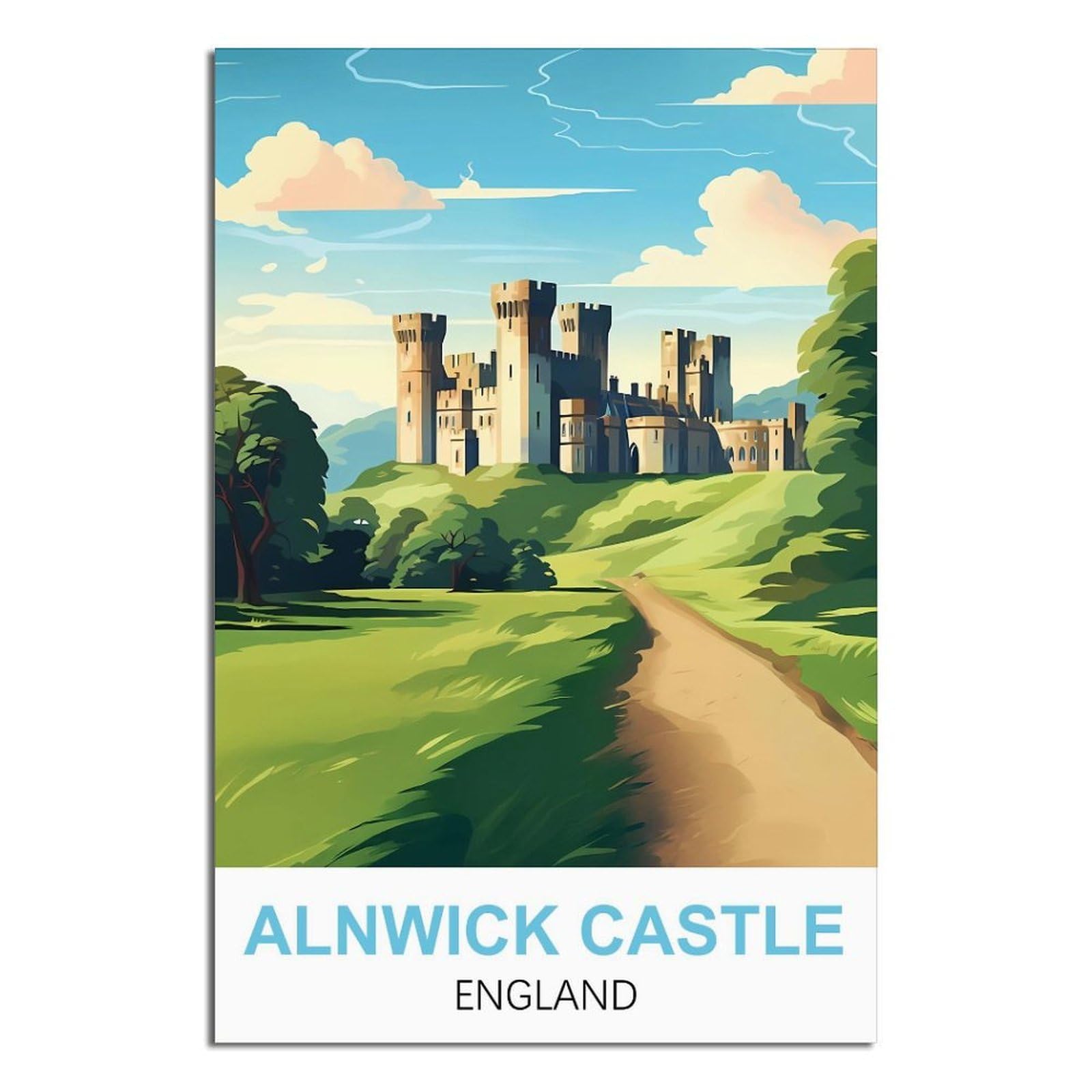 Naegv C113 Paint By Numbers Kits For Adults Alnwick Castle England Landscape Craft Art Painting Kit Acrylic Pigment Drawing Paintwork For Gift Home Wall Decor 40X50cm