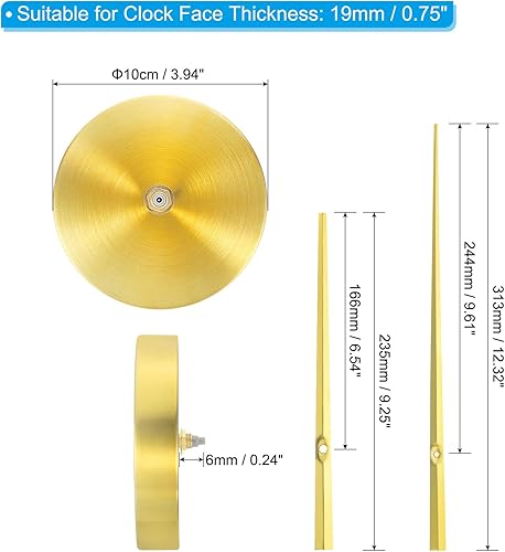 Miniatura 2 de PATIKIL Mecanismo de reloj de repuesto, 1 juego de mecanismo de reloj, manecillas largas de 12 pulgadas, manecillas de reloj 3D, reloj de pared