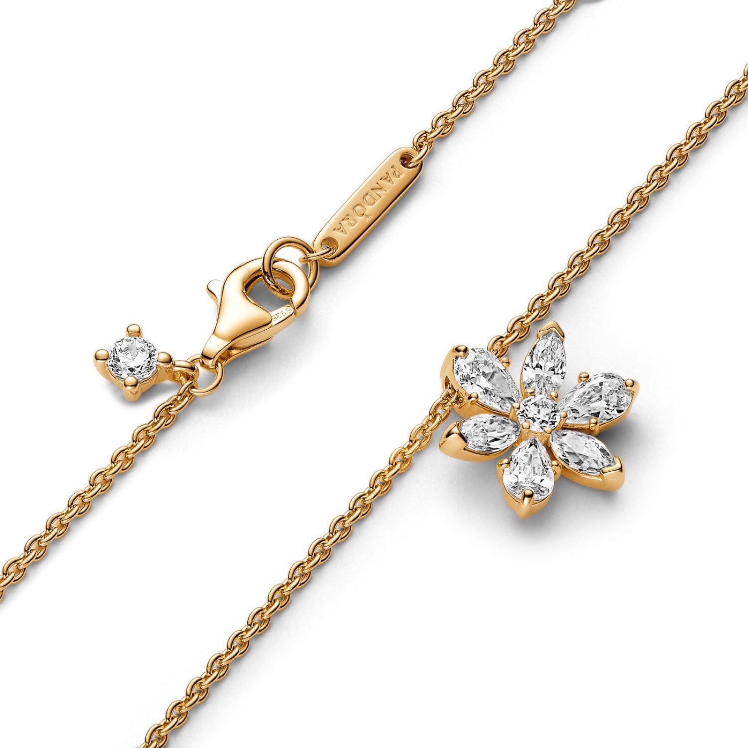 PANDORA Timeless Collana placcata in oro 14k con zirconi cubici trasparenti, Collana