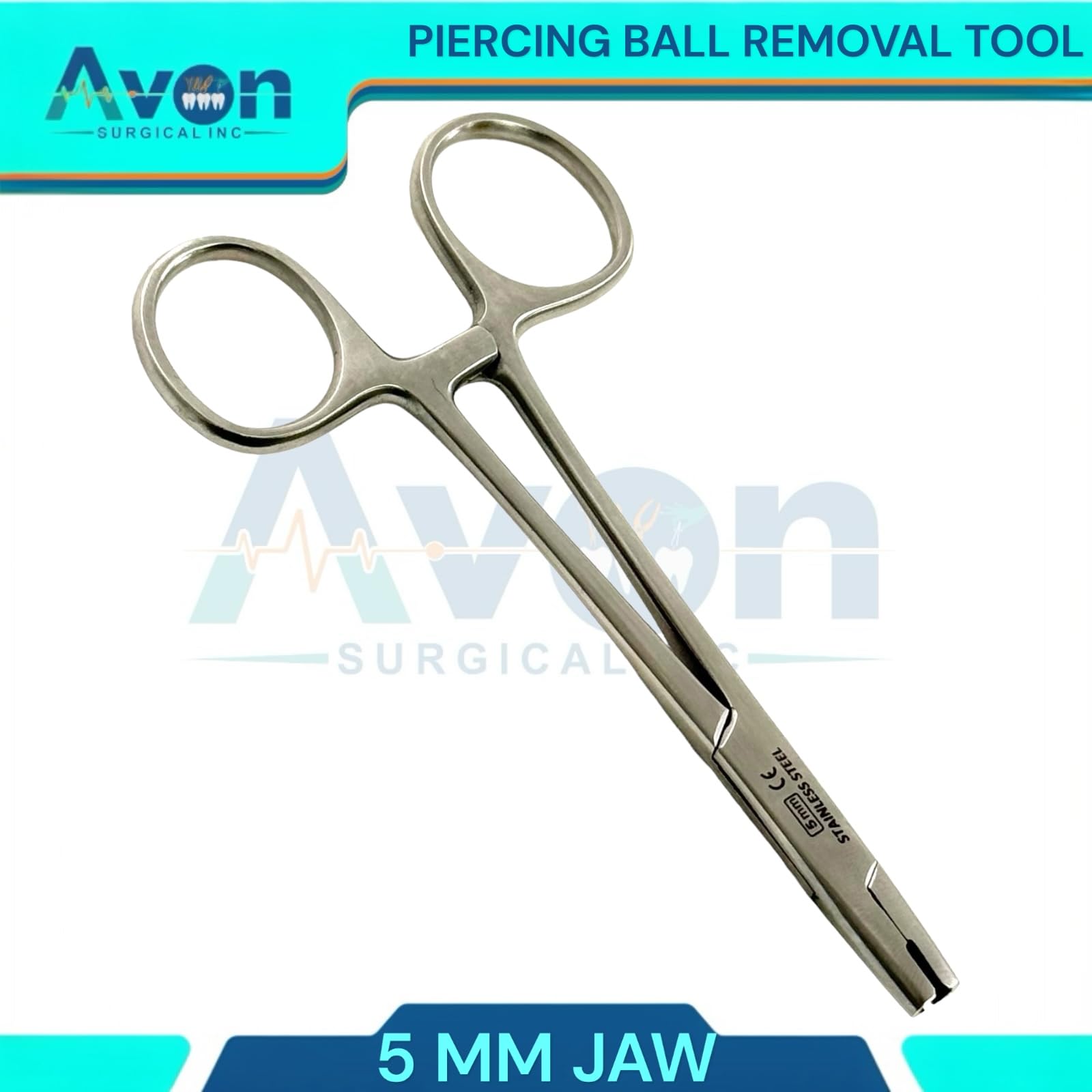 5mm Jaw Size Ball Piercing Removal Pliers Micro Dermal Tips and Anchor Tube Insertion Hemostat Forceps (1 Piece) Stainless Steel