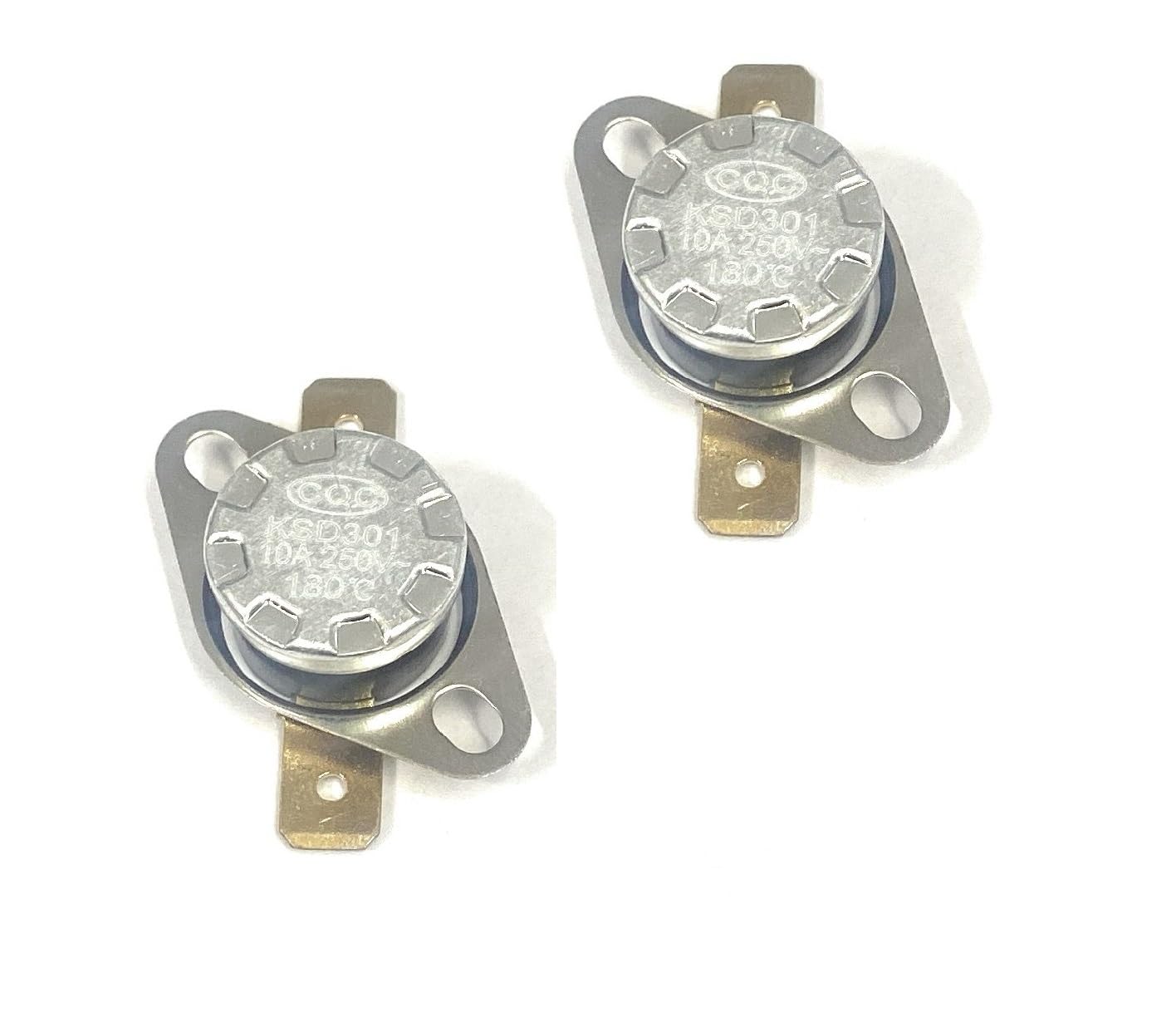 2-Pc KSD301 Thermostat Temperature Controller Switch 10A 250VAC for Electronics (Band Type KSD-301 10A 180 Degree, 2)