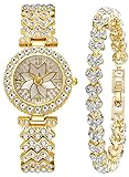 VILKFY Luxury Women Bracelet Watches Fashion Quartz Watches Female Dress Watches (D Golden)