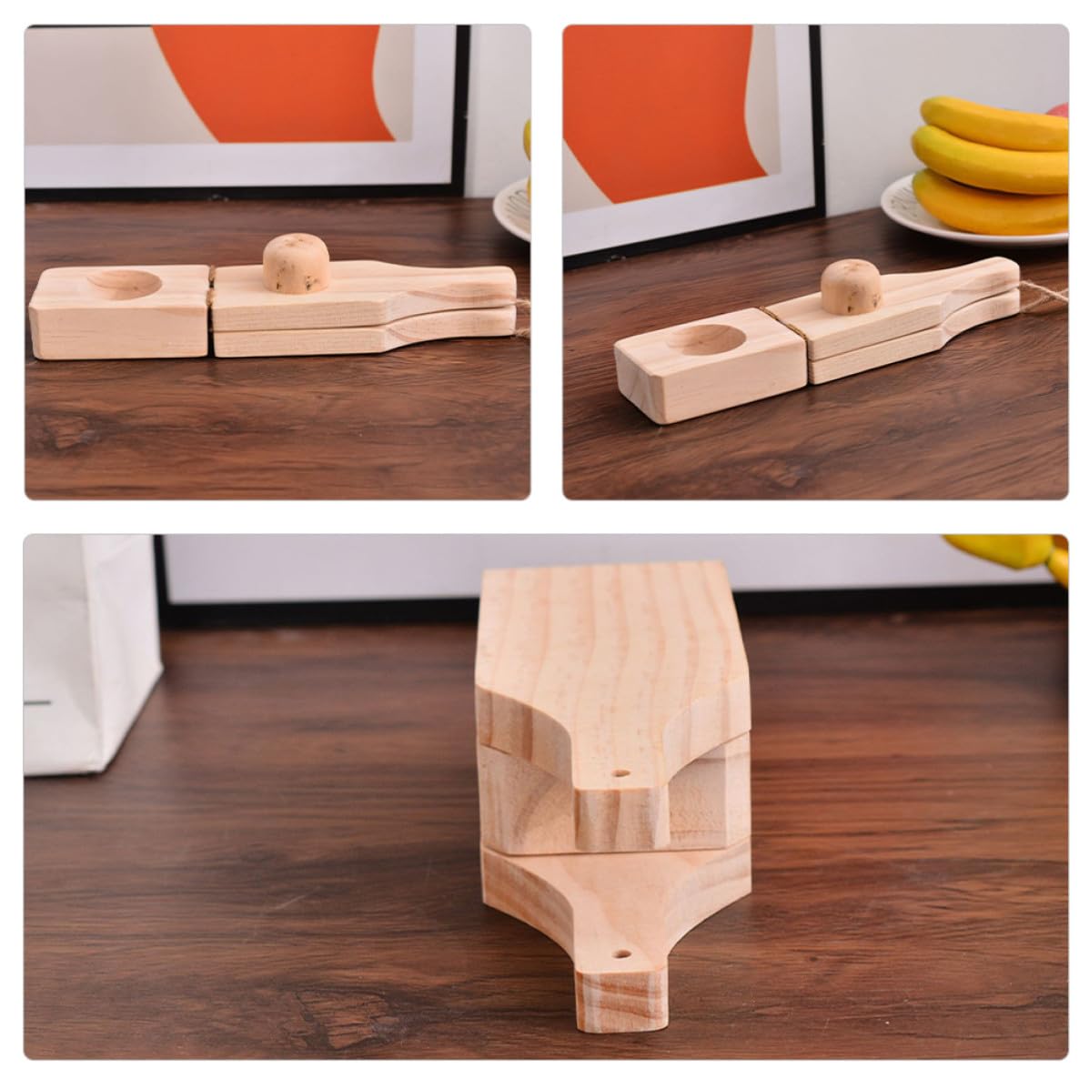 Operitacx 3 Pezzi Pestello Pieghevole in Legno per Plantani e Frutti,