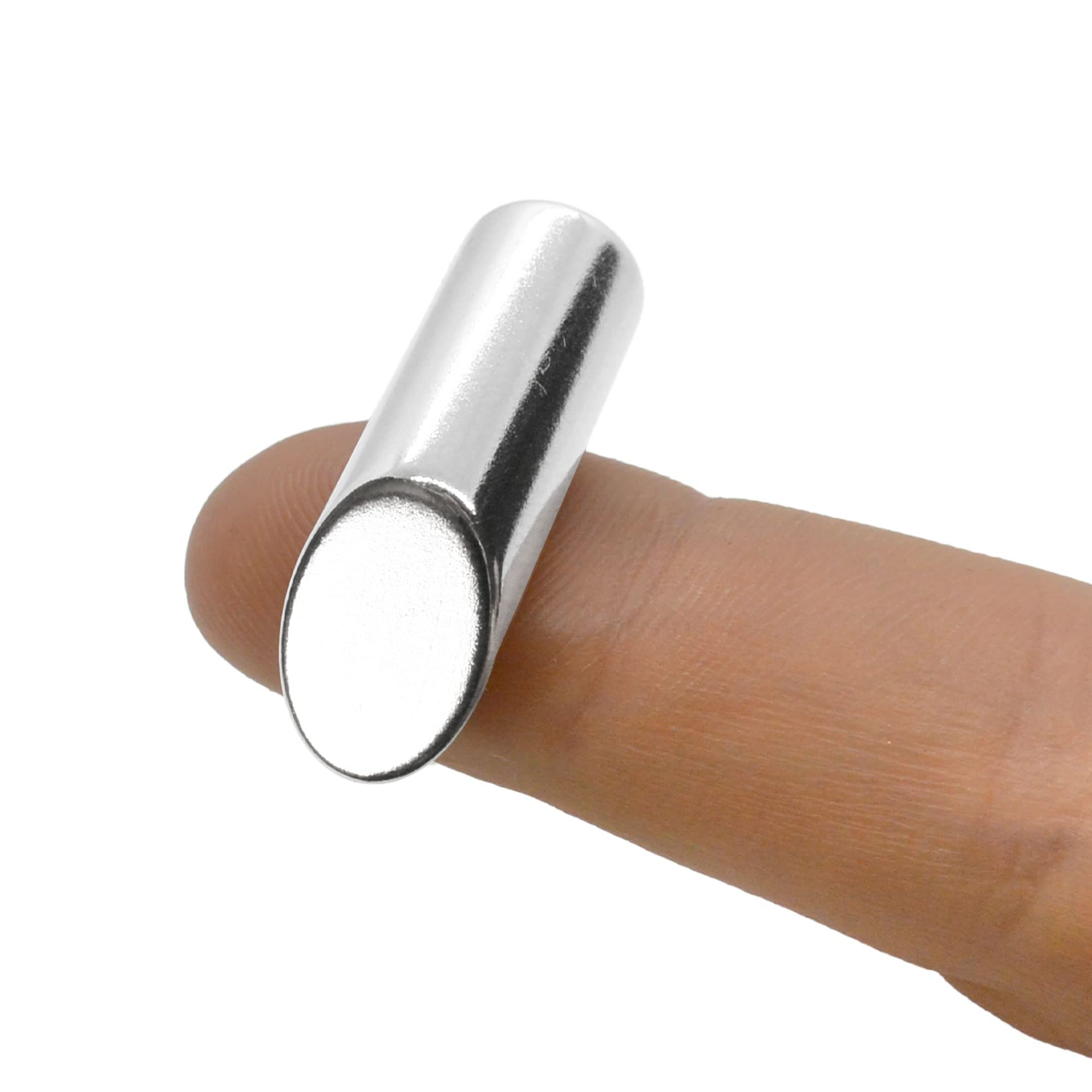 FIRST4MAGNETS F100N-8 10mm Dia x 30mm Thick N42 Neodymium Mitre Magnet-3.6kg Pull (North) (Pack of 8), Silver - Image 2