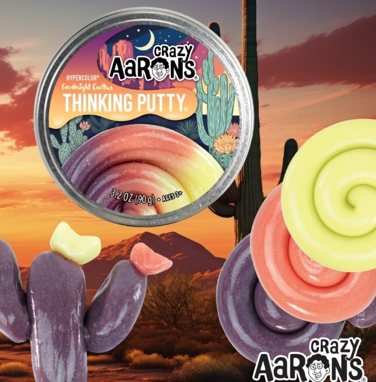 Crazy Aaron's Thinking Putty, Goodnight Cactus, Multi-Color Sensory Putty for Kids and Grown ups in a 4" Tin - Image 4
