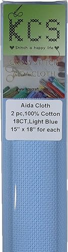 Miniatura 11 de KCS 2 piezas de tela de algodón Aida de punto de cruz contado de 15" x 18" para bordado (Lino, 14CT)