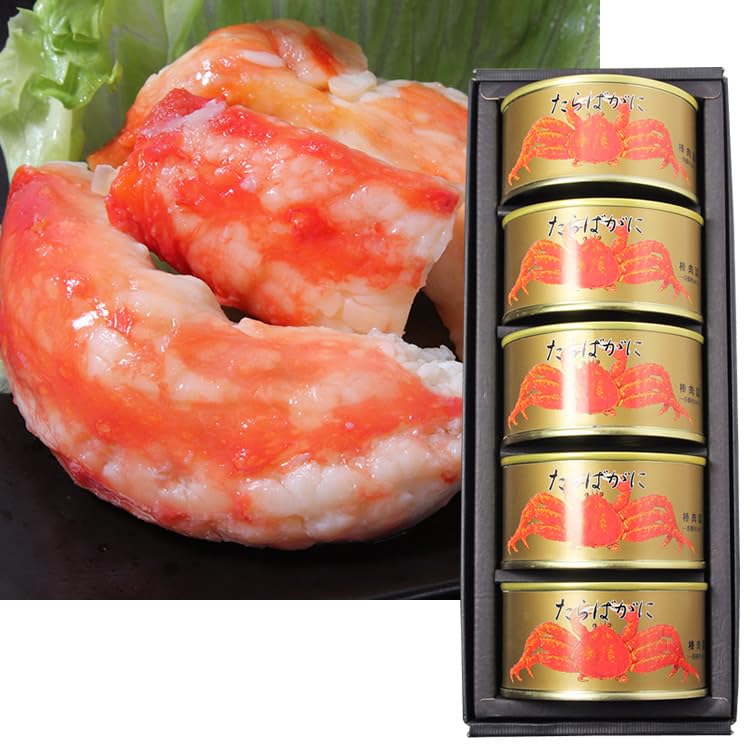 Amazon | たらばがに 一番脚肉 缶詰 (100g) (5缶ギフト箱入