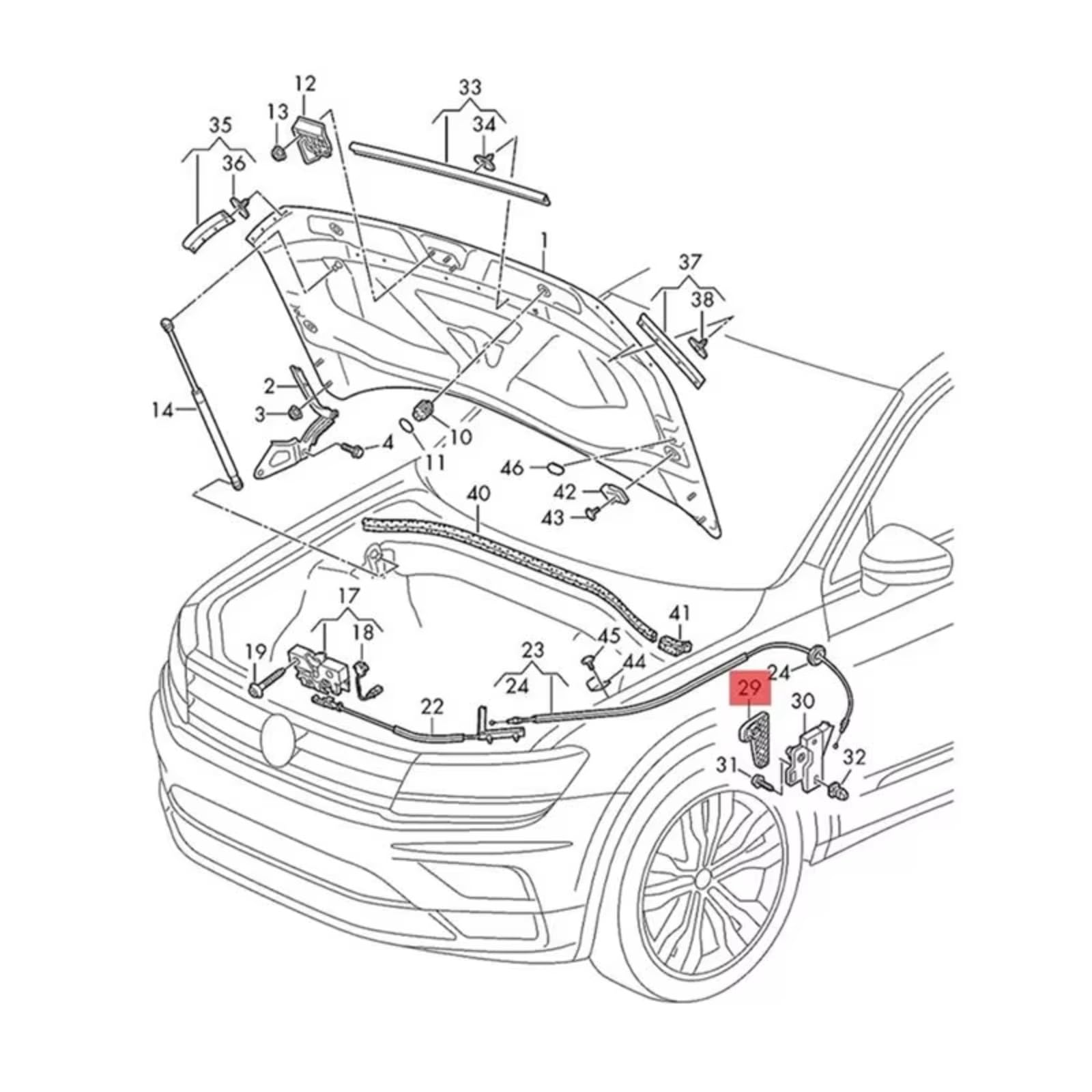 Compatibile Con Per Golf 2021 2022 2023 2024 Auto Di Ricambio 4X Cofano Motore Maniglia Rilascio Accessori Staffa OEM: 517823633B Ricambi Auto