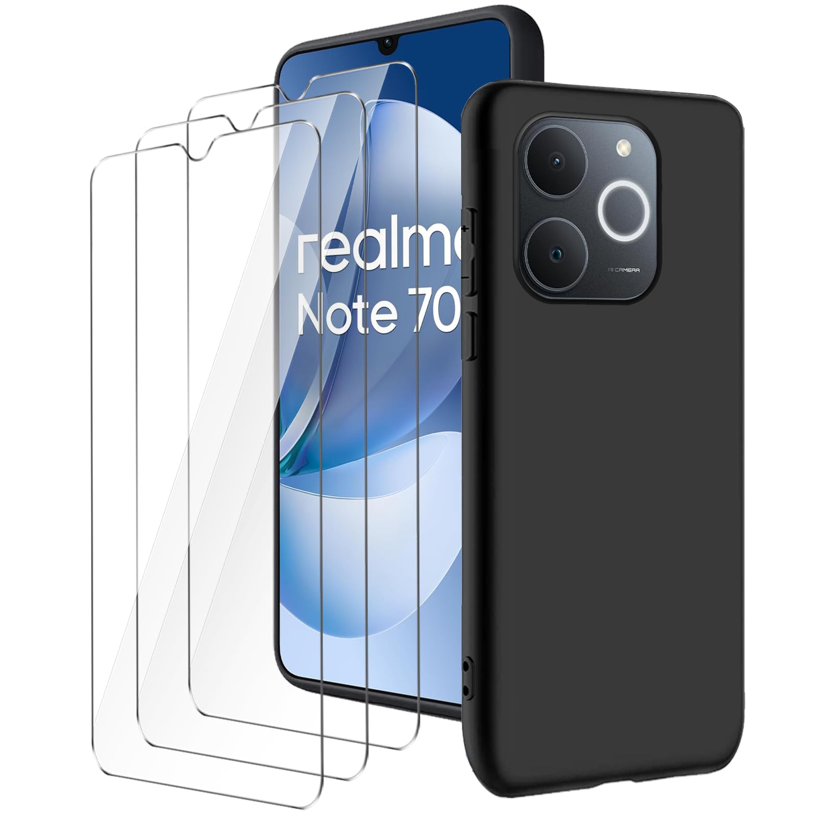 realme note 70T ブラック 本体 透明ケース付き LYZXMY Case for Realme Note 70T 4G/Realme Note 70 4G (6.74 Inches