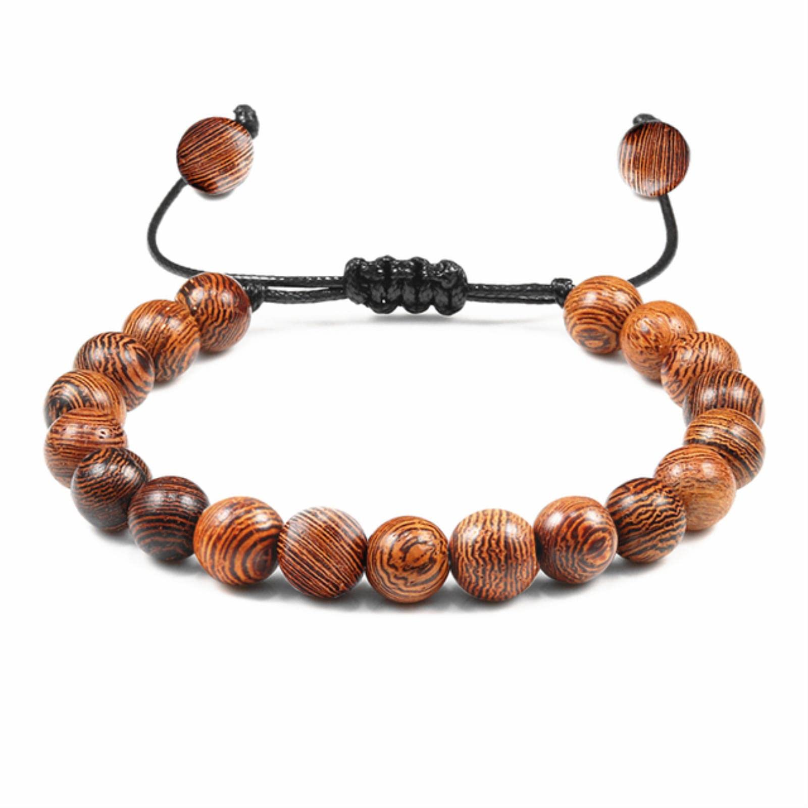 Stück Naturholz geflochtene Armbänder Männer verstellbar Meditation Stein Perlen Armband Frauen Gebet Schmuck Armband-geflochten 1