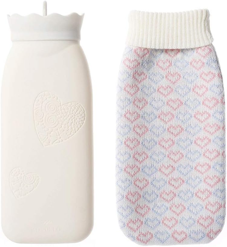 SKUZA Hot Water Bottle, Winter Hot Water Bottle Hand Warmer Water Filling Hot Water Bag with Cover Microwave Heating Silicone Winter Warming Bag (Color : L Grey) (Color : L Pink)