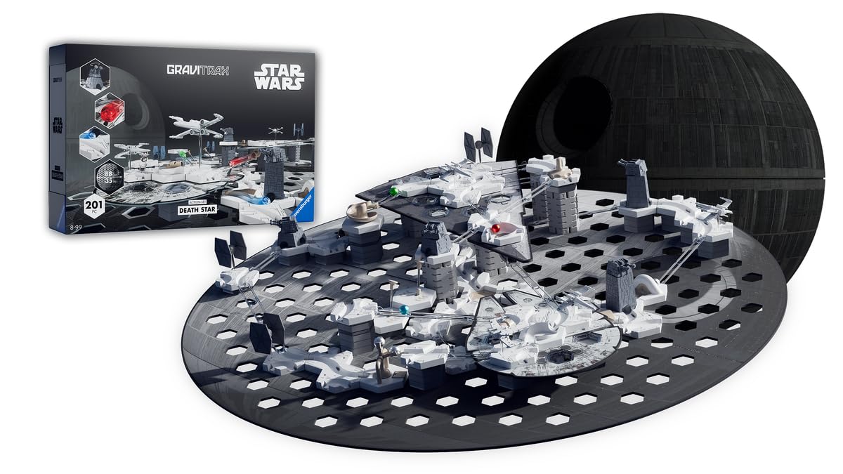 Ravensburger - Gravitrax Star Wars - Pack de démarrage - Circuits de Billes 201 pièces - Jeux de Construction dans l'univers de Star Wars - Enfant, Adute Enfant, Adulte dès 8 Ans - 23860 | GraviTrax Action Set Death Star Wars Circuit Billes 201 pièces, En
