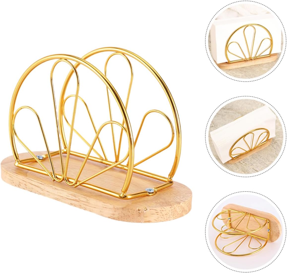 Golden Freestanding Napkin Holder with Stable Base for Tables