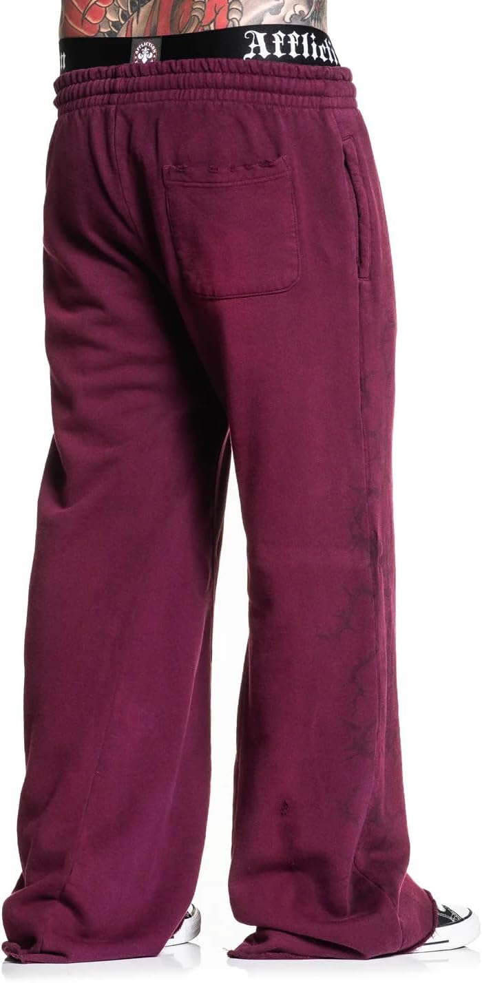 Affliction Men's Sweatpants with Gothic Tribal Design, Elastic Waistband, Drawstring Closure Y2K - Image 4