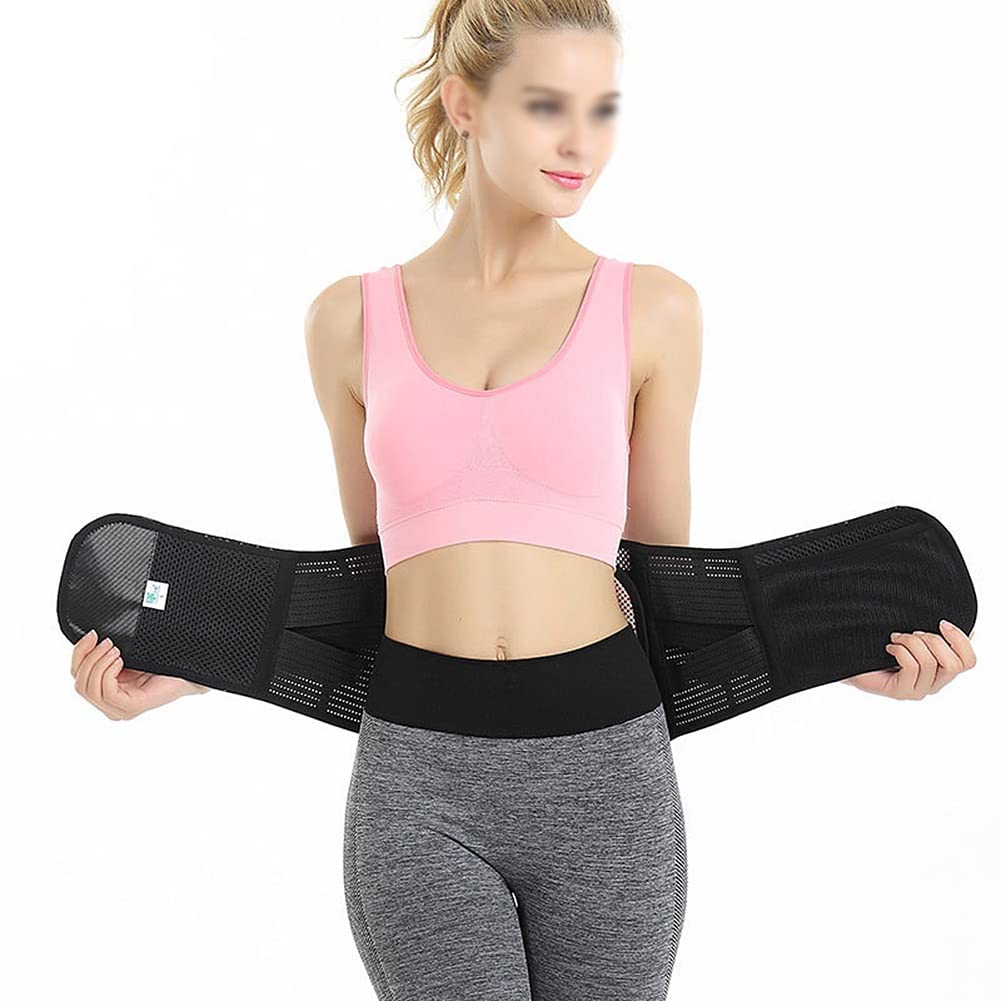Cinturones de Soporte Lumbar, Soporte de Espalda Malla Aire for Hombres y Mujeres, Alivio del Dolor Baja con 3 estancias Almohadilla térmica, Ajustable(XL/X-Large)