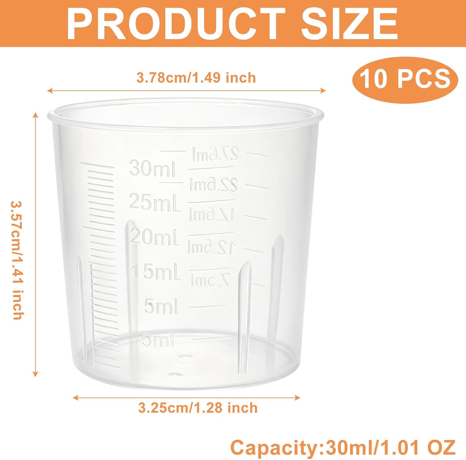 10 Pack 1 Oz Liquid Measuring Cup, Plastic Mini Clear