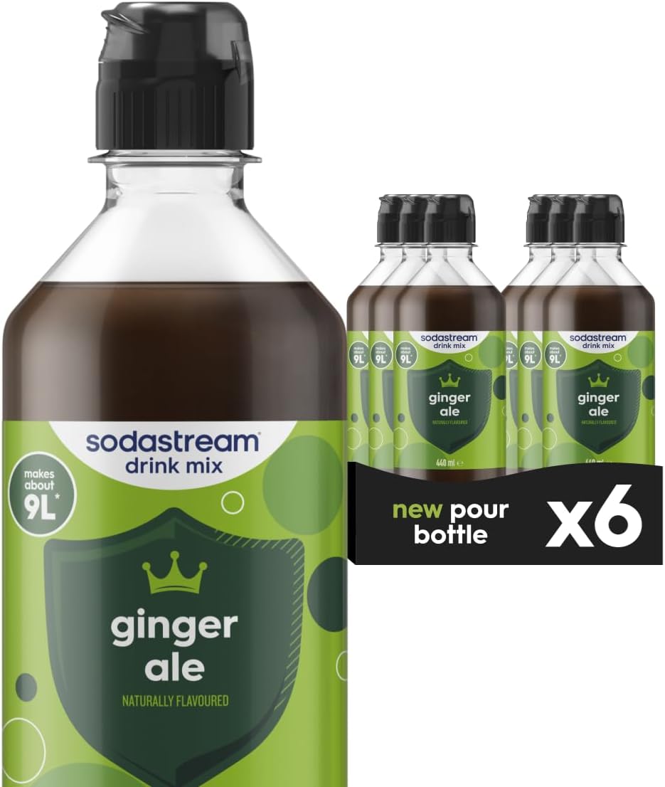 SodaStream Flavours Classic Ginger Ale, Fizzy Drink Maker Concentrate, Aspartame Free SodaStream Syrup, Sparkling Water Flavouring with Natural Ginger, Low Cal Mixer for Cocktails - 6x440ml Multi Pack
