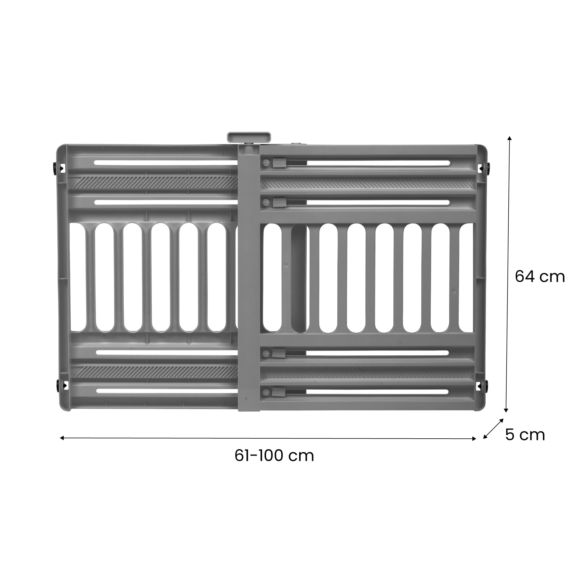 Iris Ohyama, Barriera, Recinzione di Sicurezza per Scale in Plastica (PP) per Cani, Gatti, L61 x P5 x A64 cm, Estensibile, Senza Foratura, Corridoio, Cucina, PBR-600, Grigio